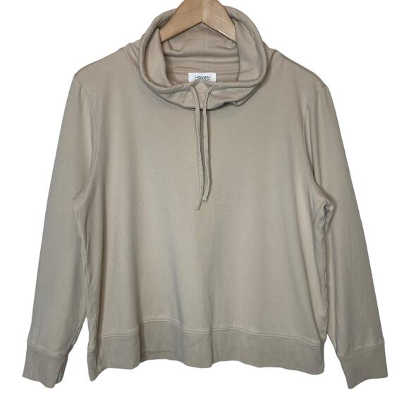 Haven Well Within Interlock Funnel Neck Pullover Beige Talbots Large - Picture 1 of 4